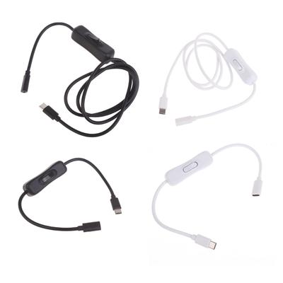 Type C Male To Female Switches Extension Cable with Button Power Switches Cable for Phone Tablet Fan Power Supply