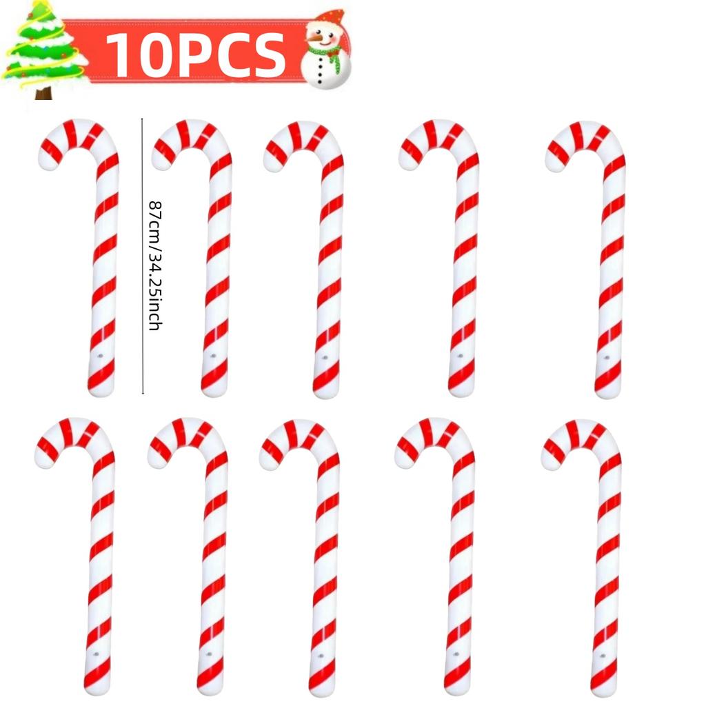 1-10PCS 35 Inch Inflatable Christmas Candy Cane for Christmas Decorations, Outdoor Holiday Decorations Christmas New Year Gifts