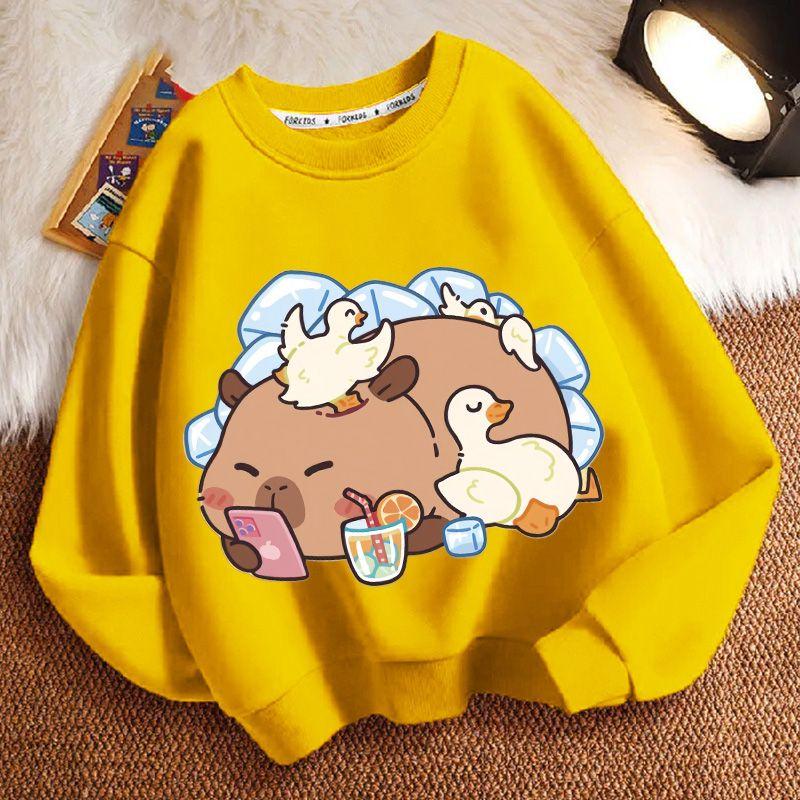 Niedlicher Capybara-Hoodie für Kinder, lässige langärmlige Jacke für Jungen und Mädchen Frühling und Herbst