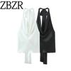Zbzr Spring New Women Clothes Western Style Versitile Fashion Simple Neck Collar Silk Satin Texture Top 2892650