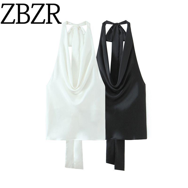 Zbzr Spring New Women clothes Western Style Versitile Fashion Simple Neck Collar Silk Satin Texture Top 2892650