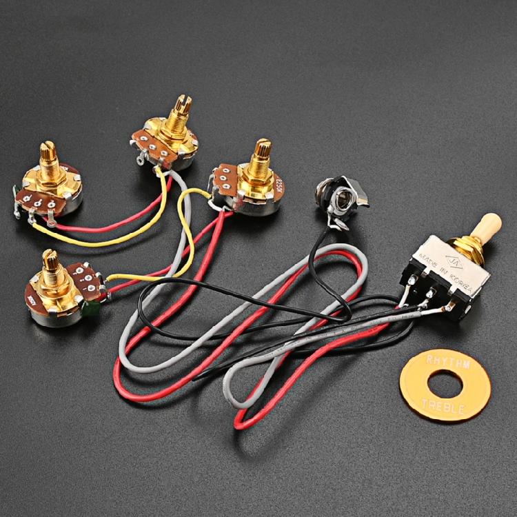 Guitar Wiring Harness 3 Way A250K 2V 2T and Jack Prewired Guitar Wiring Hareness