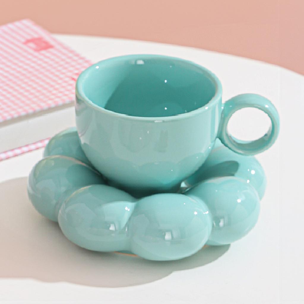 Ceramic Cloud Coffee Mug Sets Creative Makron Flowers Coffee Mug Office Afternoon Tea Cups Kitchen Drinkware Home Accessories