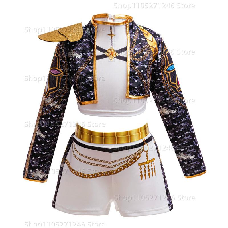 Girls Party Carnival Idol Roleplay Suit Fashion Shorts+top+jacket Three-piece Set Spring Birthday Party Costume Kids
