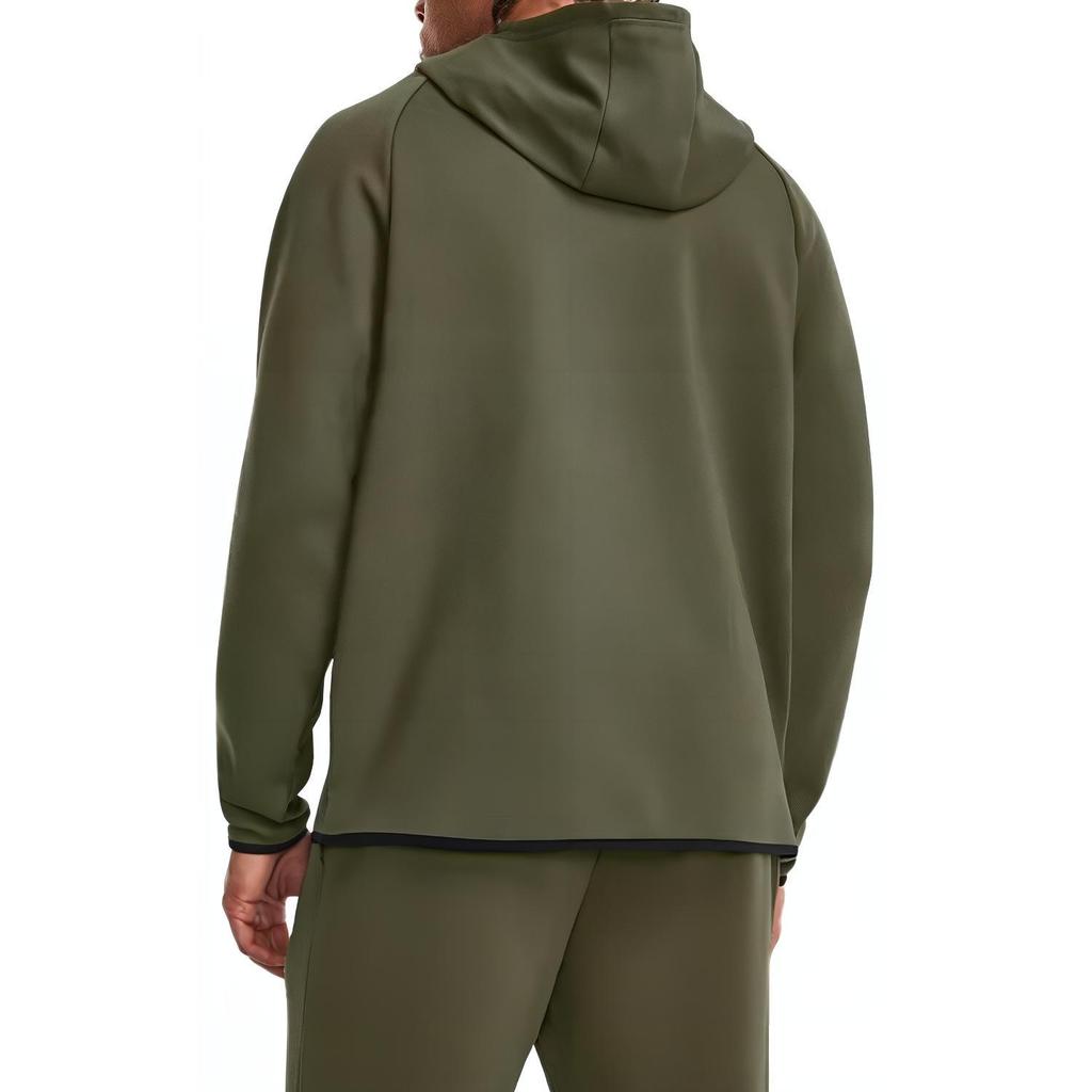 Under Armour Einfarbiger Hoodie mit Markenlogo-Print und halbem Reißverschluss für Herren, Grün 1379811-390