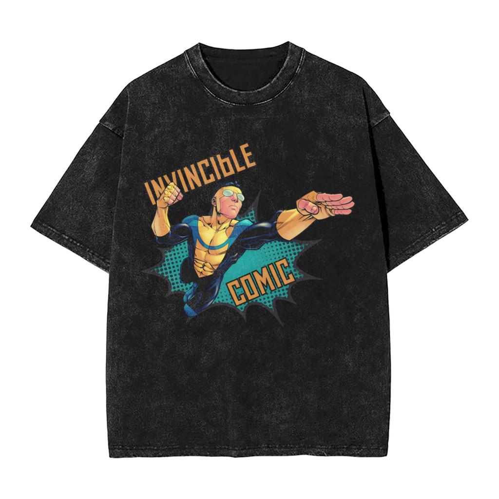 Men Tshirt Invincibles Viltrum Empire Logo Minimalist Print Washed T Shirts Harajuku Summer Tees Pattern Casual Clothes