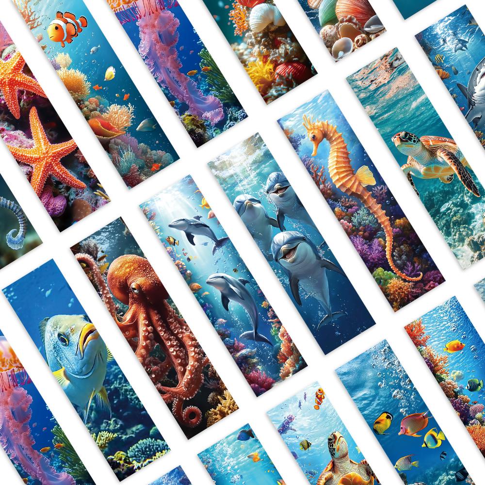 32pcs Rich marine animal bookmarks, underwater world, suitable for teachers, readers, and enthusiasts, gifts, parties, birthdays