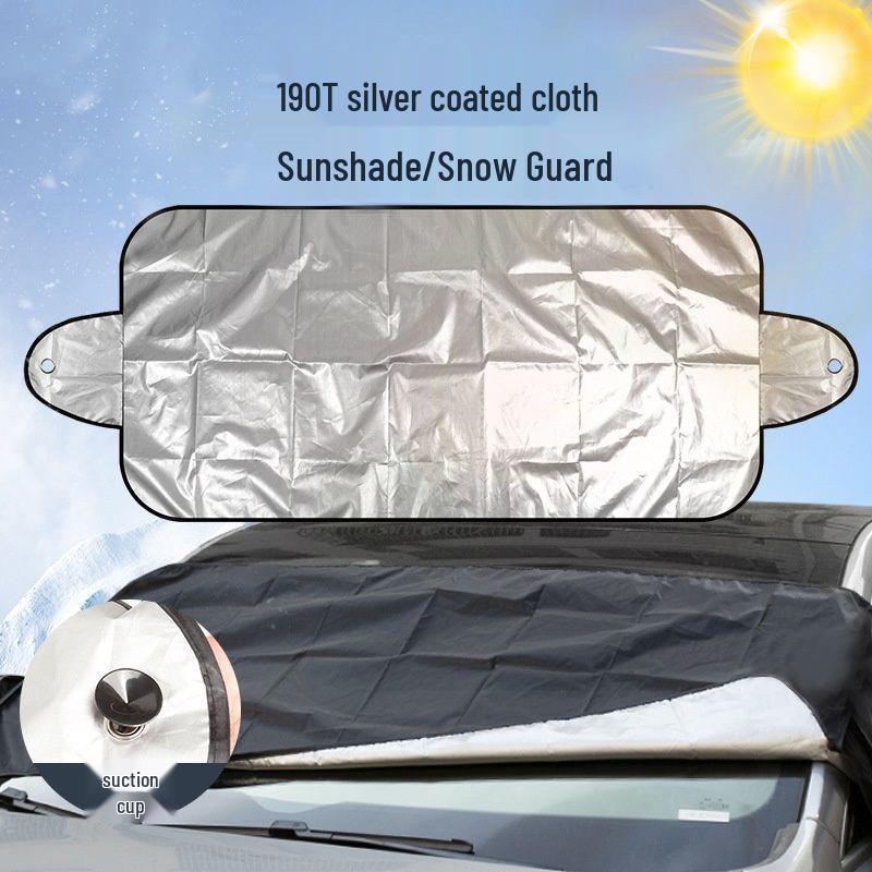 

Thickened Silver Car Sunshade Windshield Cover with Suction Cup - Heat Insulation & Snow Shield 150x70 cm серебряный