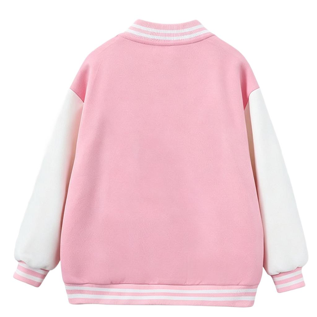 Girls Color Block Baseball Jacket Casual Fashion Outerwear