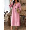 BITCED Fashion Summer Spring Solid Color Print 3/4 Sleeves V-Neck Casual Dresses