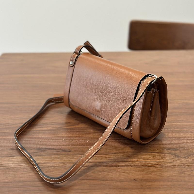 Johnature Echte Leder Damen Tasche Retro Postboten Tasche Vielseitig Weiches Rindsleder Einfarbige Umhängetasche