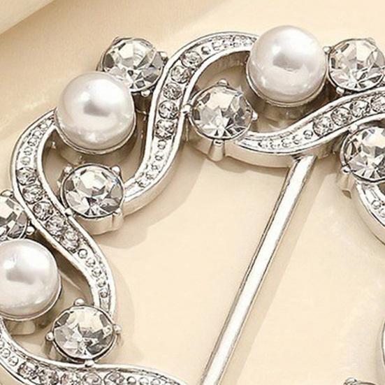 Rhinestone Scarf Ring Artificial Pearl Silk Scarf Clip Elegant Scarf Holder Ring for Women