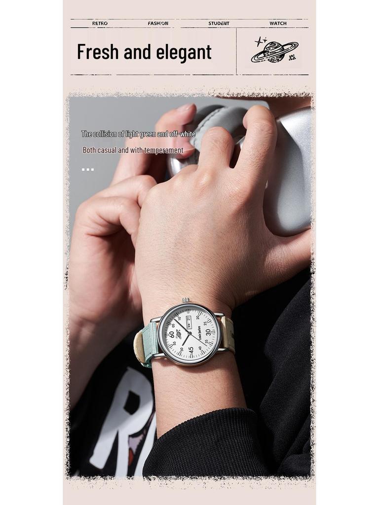 Louis Juren Retro Herren-Quarz-Uhr für Teenager und Studenten