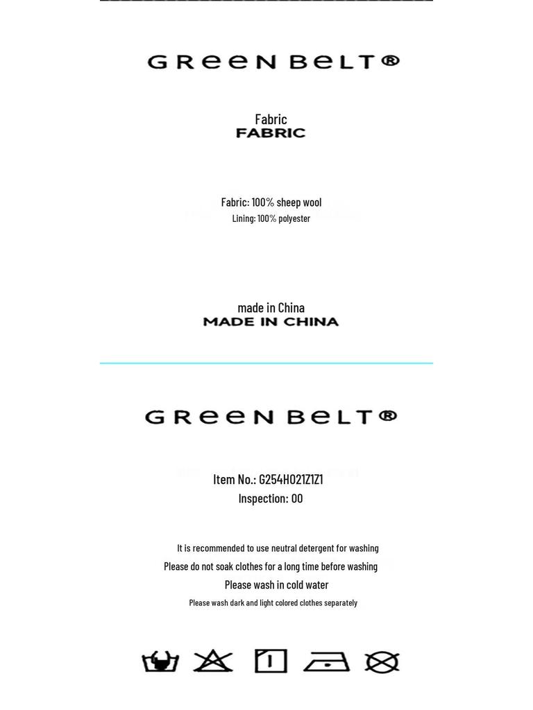 GREEN BELT Women's 100% Wool Oversized Lapel Mid-Length Coat