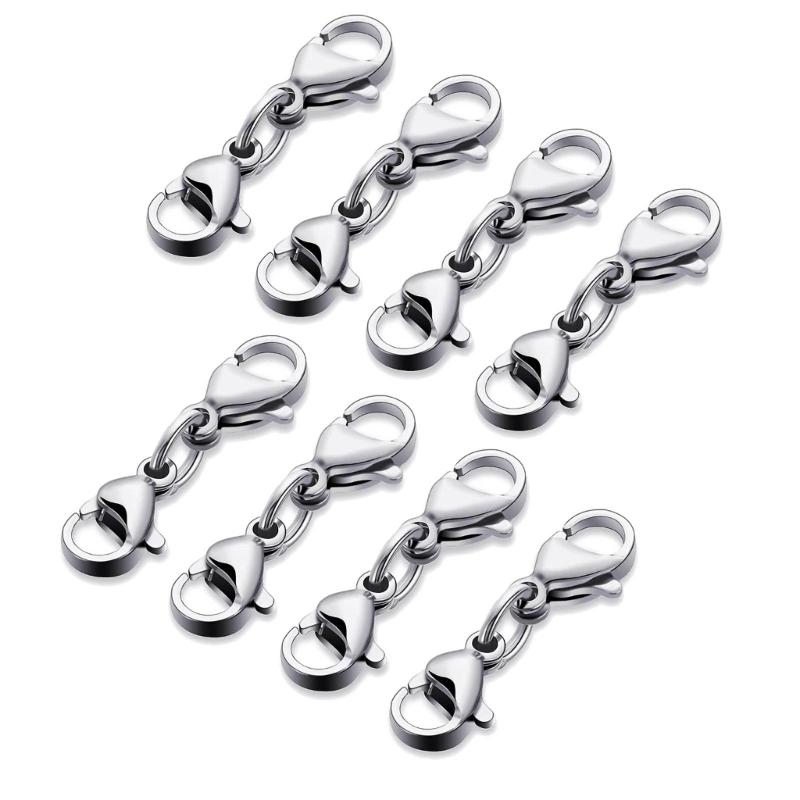 8 Pcs Double Lobster Clasps Small Necklace Bracelet Extenders Double Claw Connector Jewelry Extension Clasp Easy To Use