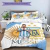 Messi Argentina Football Poster Personalized Name Bedding Set,Soft Touch Bed Linen for Kids Bedroom Decor,Perfect Holiday Gift,Machine Washable Duvet 
