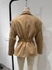 In Stock: Elegant Turn-Down Collar Waist-Cinching Single-Button Coat - European & American Style Fashion 2025