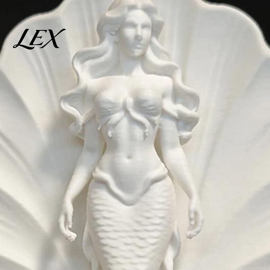 Meeresmotiv Weiche Heimtextilien 3D-gedruckte Meerjungfrau Muschel Schreibtisch-Dekoration, Ozean-Stil Stehende Harz-Figur Skulptur, Minimalistisch für Zuhause
