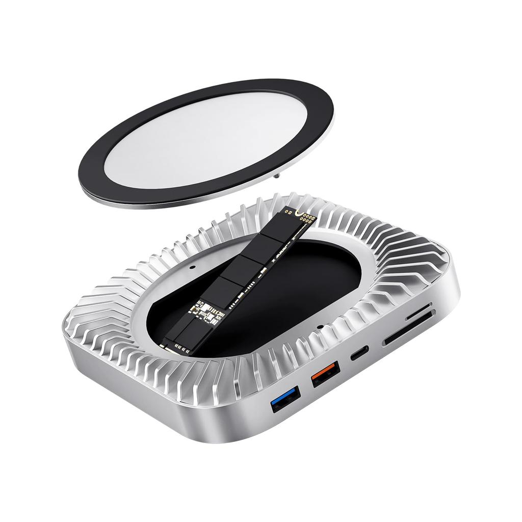 Mac Mini M4 Compatible Hub Hub SSD Expansion HDMI 4K 60Hz Data Port Card Slot Headphone Jack Port for 2024 Mac Mini Pro USB-C 10-in-1 -NVMe USB-C