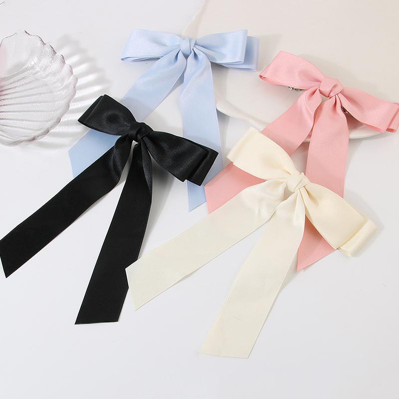 Korean Style Fabric Hair Bow Hairpin For Women Girls Ribbon Hair Clips Bowknot Spring Clip Female Hair Accessories