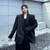 Womens Luxury Black Blazer Spring Autumn High Quality Sequins Embroidery Beaded Design Fashion Casual Formal Work Suit Coat