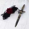 Halloween Flower Garter with Pirate Daggers Leg Rings Swords Leg Holsters for Women Halloween Pirate Dressing Up Props