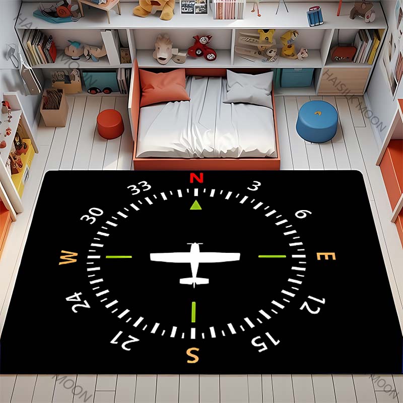 3D HD Aviation Theme Airplane Runway Printed Carpet! Anti-slip Sound Insulation, Living Room Bedroom Entrance Door Mat Sofa Rugs