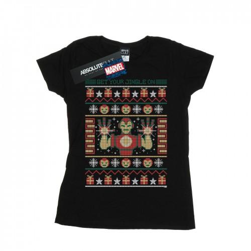Marvel Womens/Ladies Iron Man Get Your Jingle On Fair Isle Cotton T-Shirt
