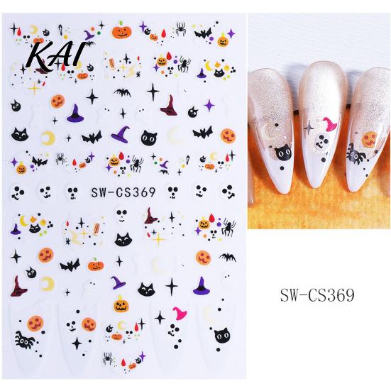 Waterproof Nail Stickers Halloween Art Stickers, Cartoon Pumpkin Ghost Bat Decals for Manicure Accessories Decorations, Self-Adhesive Holiday Women