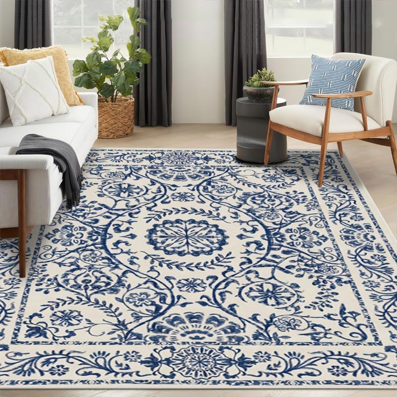 1 pieza Estilo Decoración Retro Americano, Alfombra para Sala de Estar, Felpudo, Alfombra para Dormitorio, Alfombras de Exterior, Antideslizante, Fácil de Limpiar, Lavable a Máquina