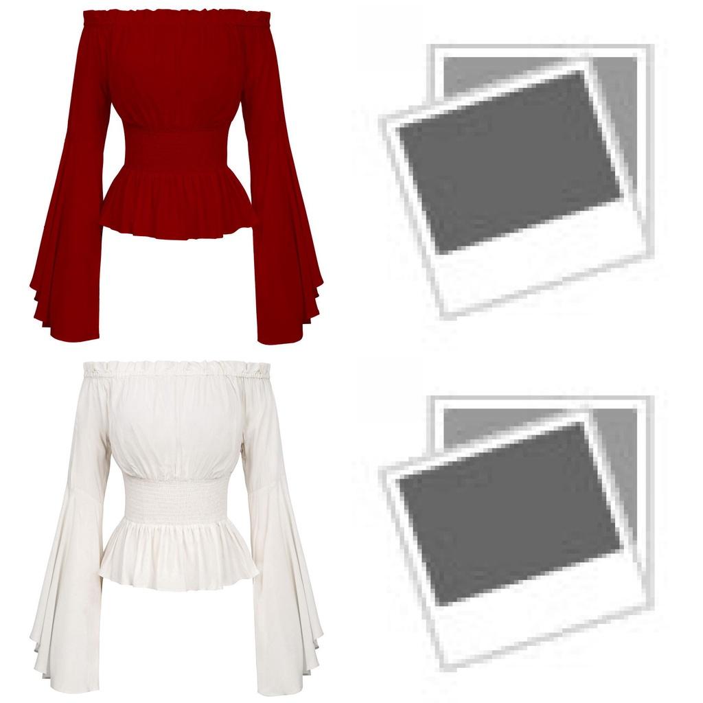 Elegante Camicia Blusa Steampunk con Maniche a Campana per un Unico Costume da Pirata Cosplay