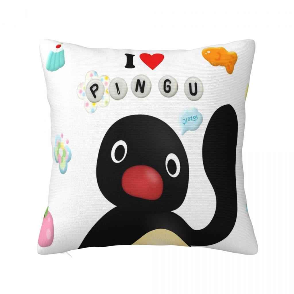 Noot Pingu Square Pillow Covers Polyester Home Penguin Cartoon Cushion Cover Cool Decorative Pillow Cover 45*45