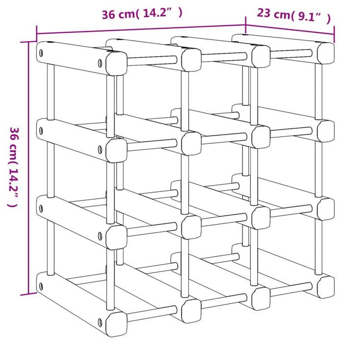 VidaXL Casier à vin pour 12 bouteilles 36x23x36 cm bois massif de pin 353750