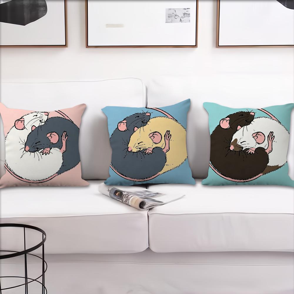 Süßer Cartoon-Ratten-Kissenbezug Kissenbezug Dekoration Zimmer Zuhause Sofa Wohnzimmer Büro Auto Nordische Schlichtheit