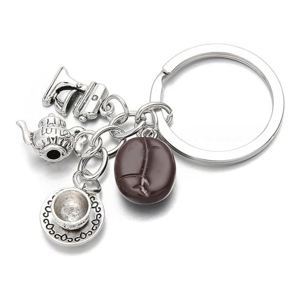 Cartoon Coffee Themed Key Holder With Detailed Bean Design Functional Fashionable Daily Charm Enhancement