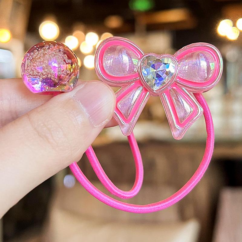 2 STÜCKE Neue Niedliche Diamantbesetzte Große Schleife Prinzessin Kopfschmuck Kinder Elastische Haarbänder Kinder Haarseile Mädchen Haaraccessoires