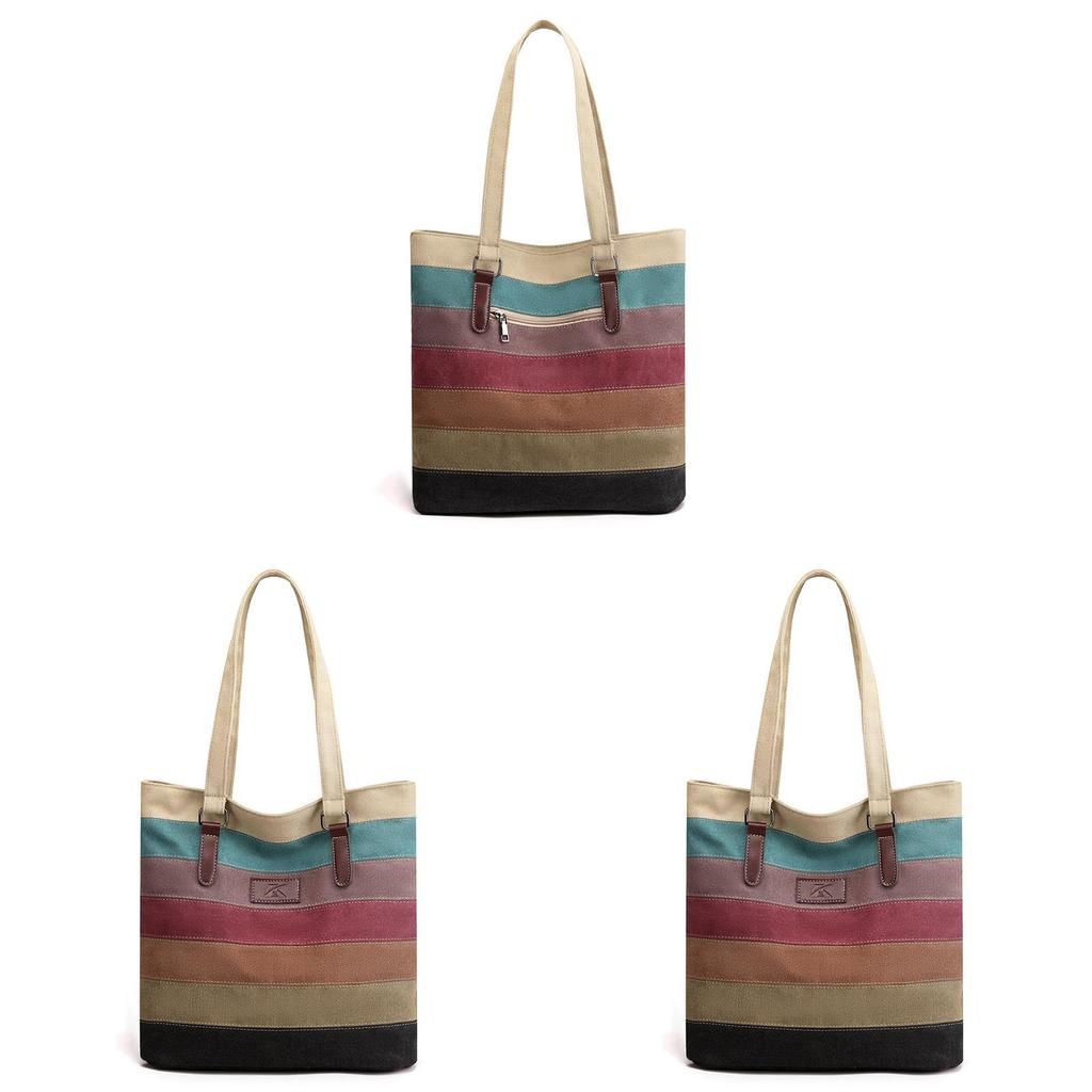 Borsa a Tote in Tela da Donna con Design a Patchwork e Chiusura con Cerniera per Uso Quotidiano