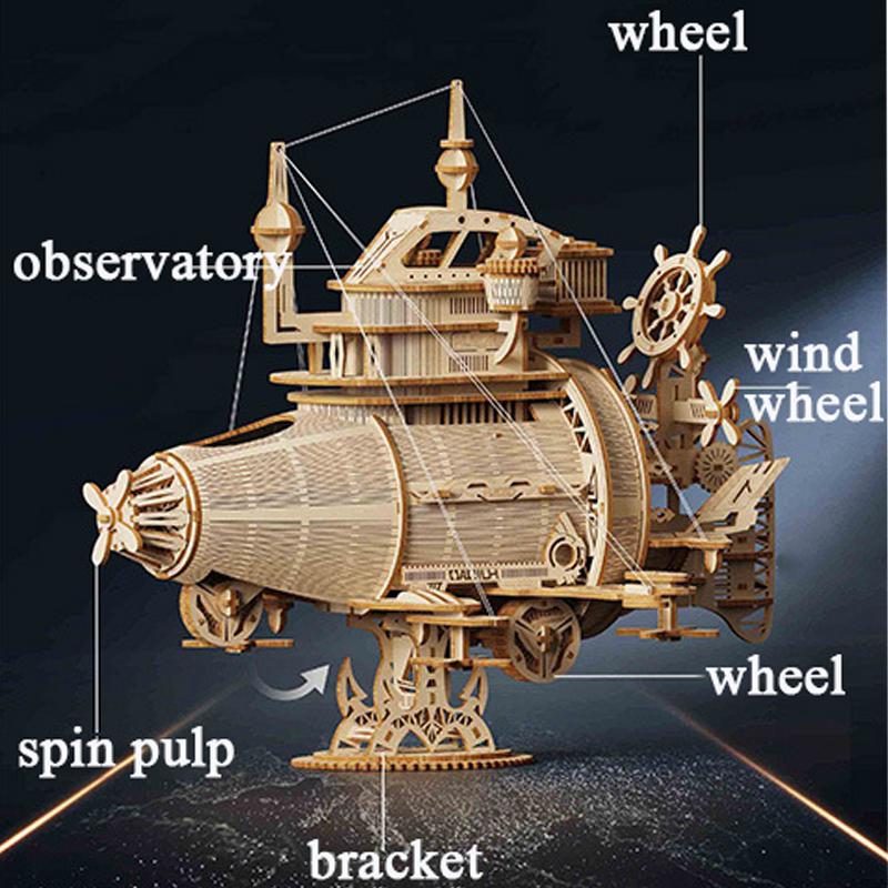 3D Wooden Puzzle Pirate Ship & Starship Model Kit - DIY Creative Assembly Toy for Kids, Gifts, Decor