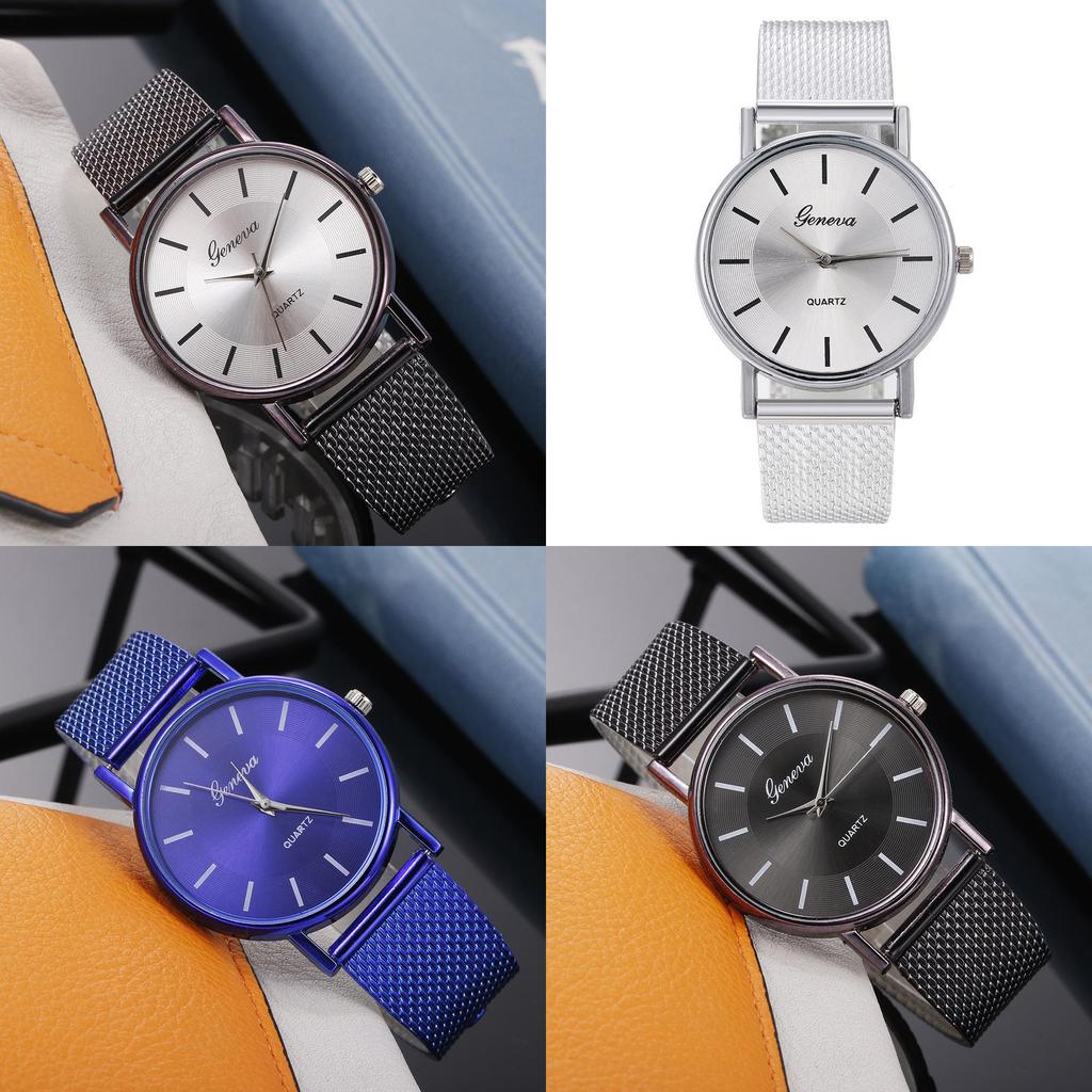 Fashionable Unisex Quartz Wristwatch Couple Watch With Decorative Features Model 28035 Mesh Strap