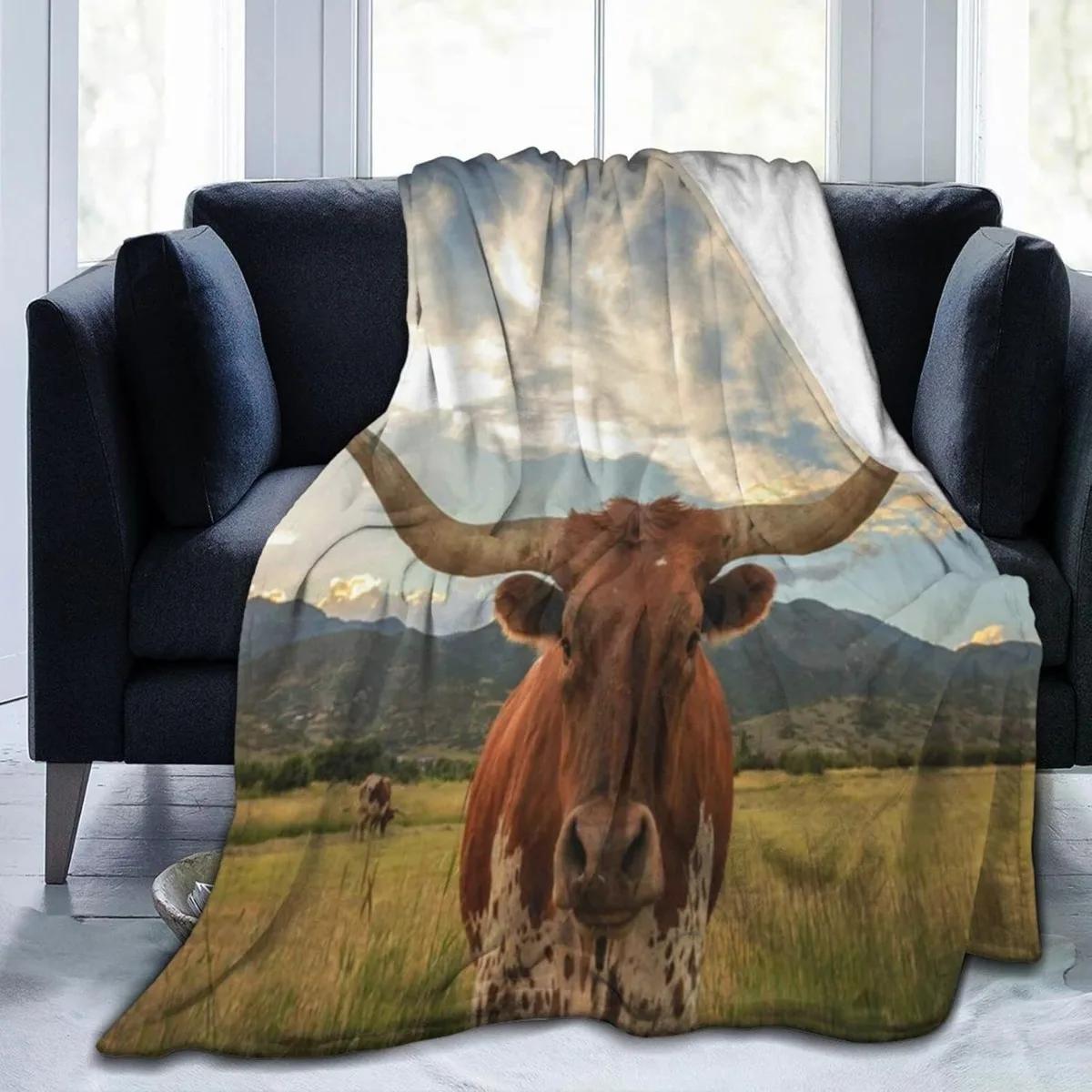 

Highland Cow Print Blanket and Throws Cute Farm Animal Cow Gifts Soft Warm Bedding Blanket for Girls Kids Adults Couch Travel 75x90cm28x35in