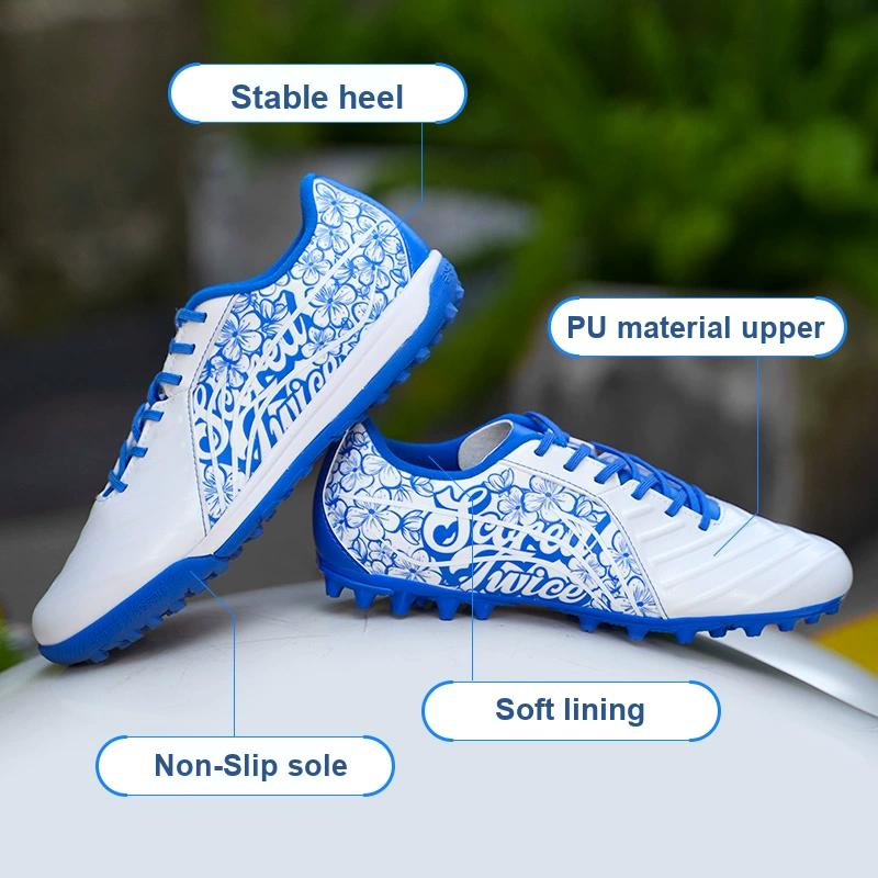 Li Ning Kids MG Stud Mid-Range Short Grass Training Shock Absorption Low-Top Basketball Shoes Kids Basketball Shoes Blue-and-White-Porcelain YSFT014-2