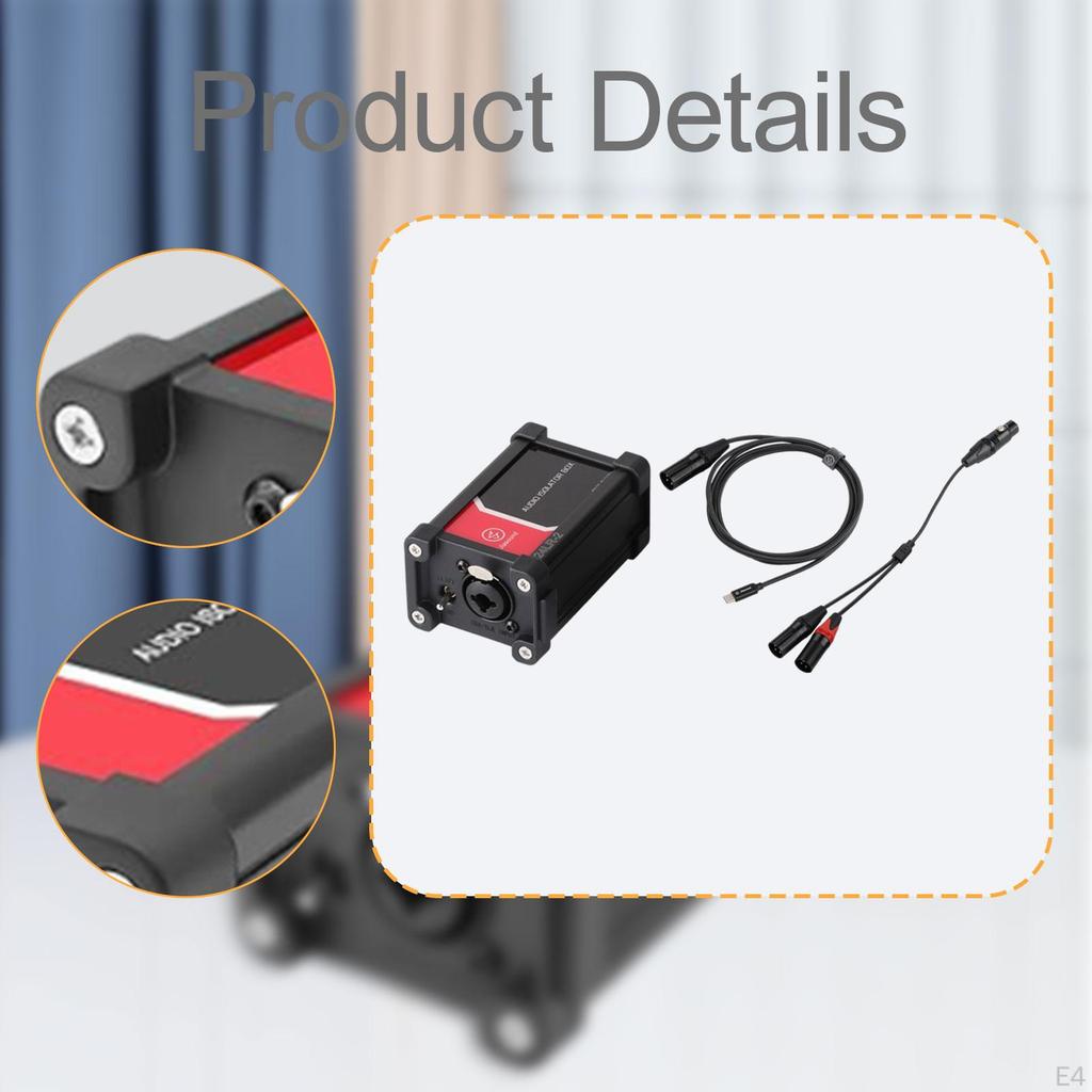 Audio Isolator Box Black Compatible XLR/ 1/4" 6.35mm for PA System Guitars
