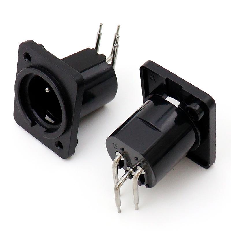 2/10Pcs Male Plug Straight Terminal Panel Mounted Connector 3 Pin Female Jack Panel Mount Black XLR Connector