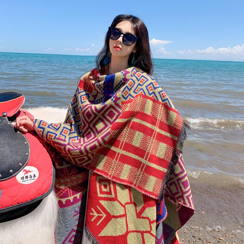 Women Shawl Wraps MODERN NEW SAGA Wool Scarf Knitted Cardigan Wool Stoles Autumn Winter Female Shawls Knit Tippet