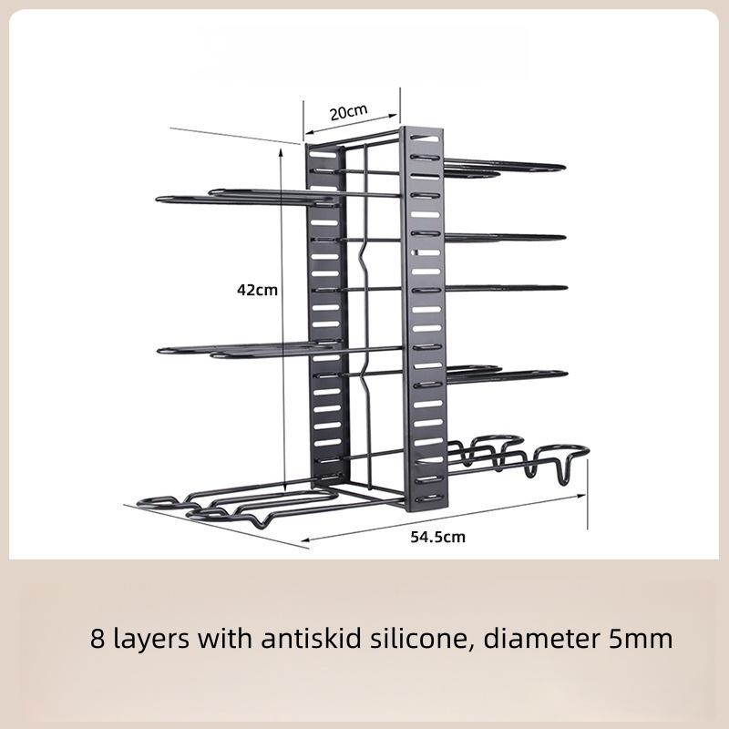 JUSTINLAU Multi-layer Pots Storage Rack Carbon Steel Cabinet Storage Holder Adjustable Height Double side Pots Rack Kitchen Tool