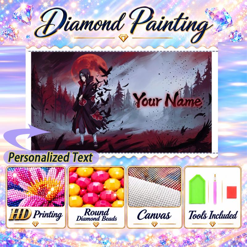 Personalized Itachi Uchiha Diamond Art Custom Name 5D Diamond Painting Full Drill DIY Craft