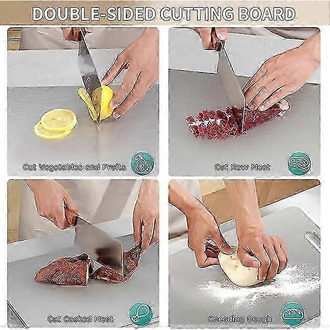 2 Pieces Titanium Chopping Board, Titanium Chopping Board, Stainless Steel Chopping Board, Double Sided, Titanium Kitchen Chopping Board, Suitable for