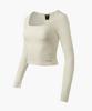 HDEX Women'S Symbol Square Neck Crop Long Sleeve (Bone)