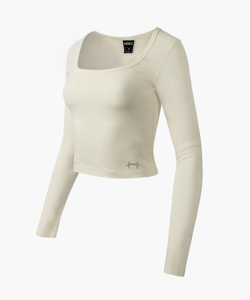HDEX Women'S Symbol Square Neck Crop Long Sleeve (Bone)