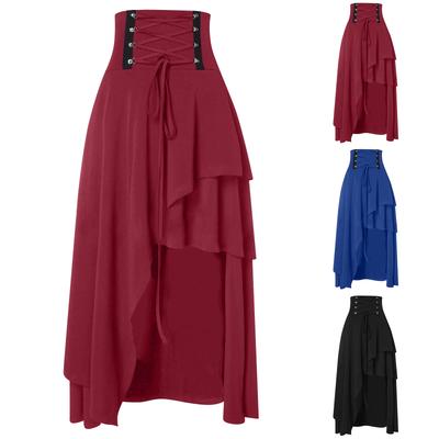 Women's Retro Skirt Ruffle Waist Retro Women's Skirt Loose Skirt